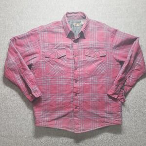 Uniform‎ Code Men's Quilted Flannel Shirt Jacket Size M Burgundy Plaid